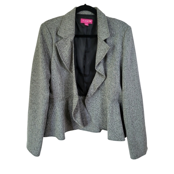 Liz Lange Jackets & Blazers - Liz Lange Maternity Jacket Sz XL Gray Herringbone Ruffle Blazer